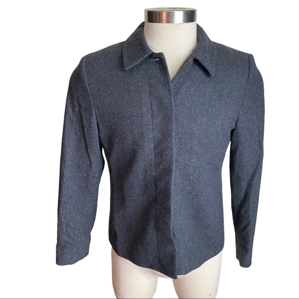 Lands’ End Grey 50% Cashmere 50% Lambswool Fully Lined Jacket Blazer Coat 12P